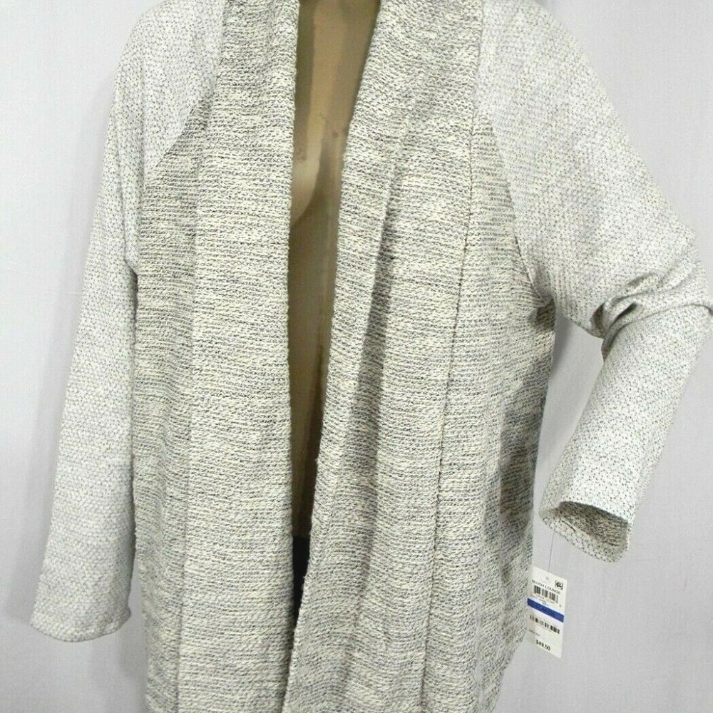 Womens Draped Open Front Marled Cardigan
